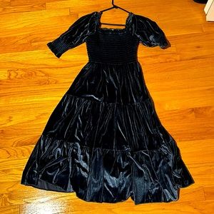 Brand new blue velvet midi dress!